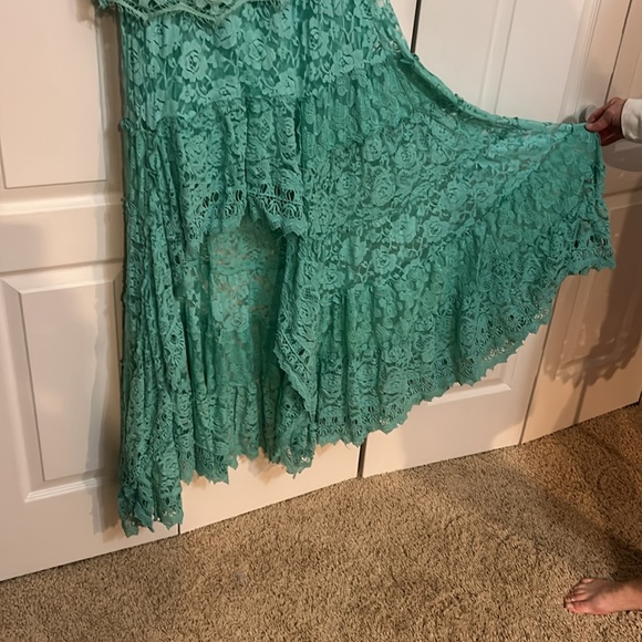 Boston Proper High low Turquoise embellished dress - Picture 2 of 9